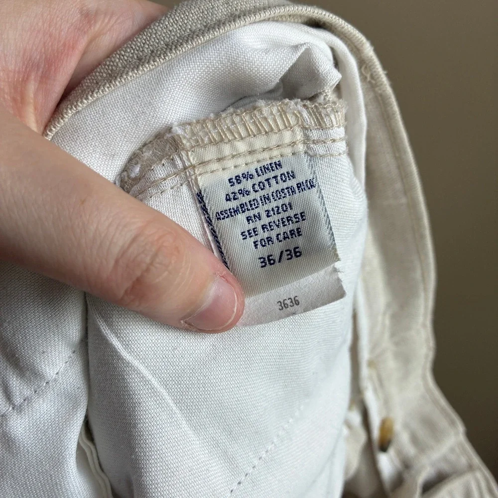 J.Crew Pleated Linen Blend Trousers 36 Natural Beige Mens Cuffed Pants